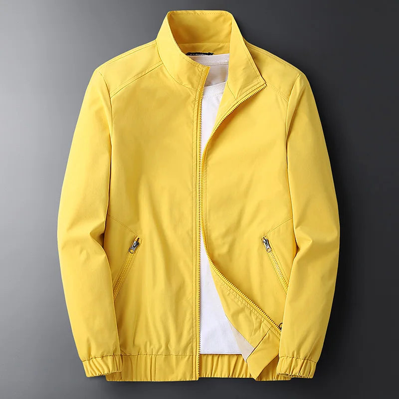 Yellow Zipper Jacket Coats Men's Windbreaker Spring Korean Hip Hop Male Casual Streetwear Trendy Black College Jacket Boy