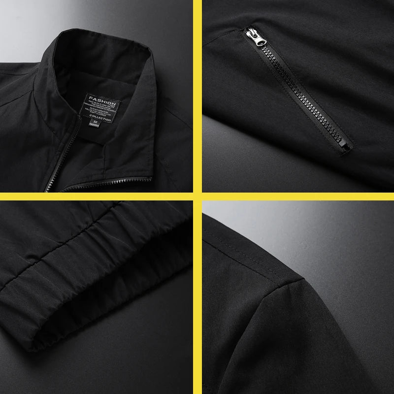 Yellow Zipper Jacket Coats Men's Windbreaker Spring Korean Hip Hop Male Casual Streetwear Trendy Black College Jacket Boy
