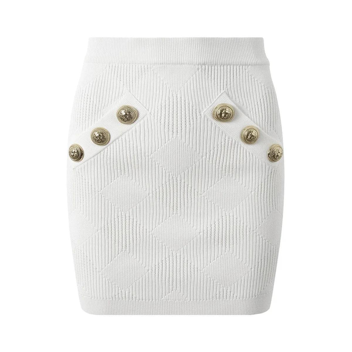 three-piece knit set with gold button detailing – ATHENAZI