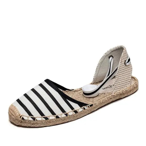 Flat Sandal Shoe Strappy Heels Large Size 2025 Women's All-Match Breathable Without Handmade Girls Big New Low Summer Elastic B