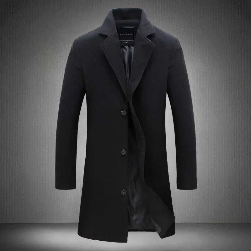 Long Single-breasted Casual Style Trench Coat Solid Color Jacket Fast Selling Foreign Trade Explosion Product 2023