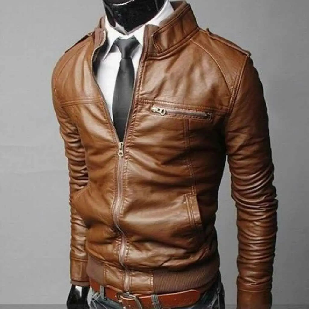 Hot Fashion Mens Cool bomber Jackets men Jacket Autumn Winter Collar Slim Fit Motorcycle Leather Jacket Coat Outwear Streetwear