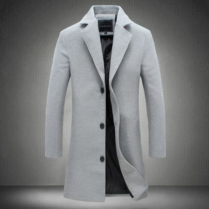 Long Single-breasted Casual Style Trench Coat Solid Color Jacket Fast Selling Foreign Trade Explosion Product 2023