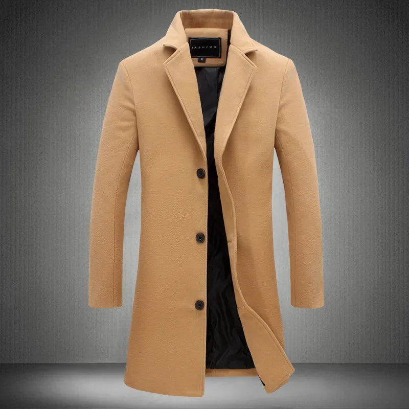 Long Single-breasted Casual Style Trench Coat Solid Color Jacket Fast Selling Foreign Trade Explosion Product 2023