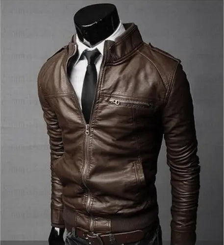 Hot Fashion Mens Cool bomber Jackets men Jacket Autumn Winter Collar Slim Fit Motorcycle Leather Jacket Coat Outwear Streetwear
