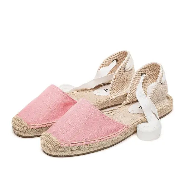 Flat Sandal Shoe Strappy Heels Large Size 2025 Women's All-Match Breathable Without Handmade Girls Big New Low Summer Elastic B
