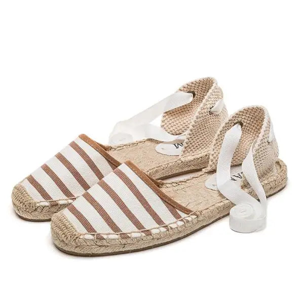 Flat Sandal Shoe Strappy Heels Large Size 2025 Women's All-Match Breathable Without Handmade Girls Big New Low Summer Elastic B