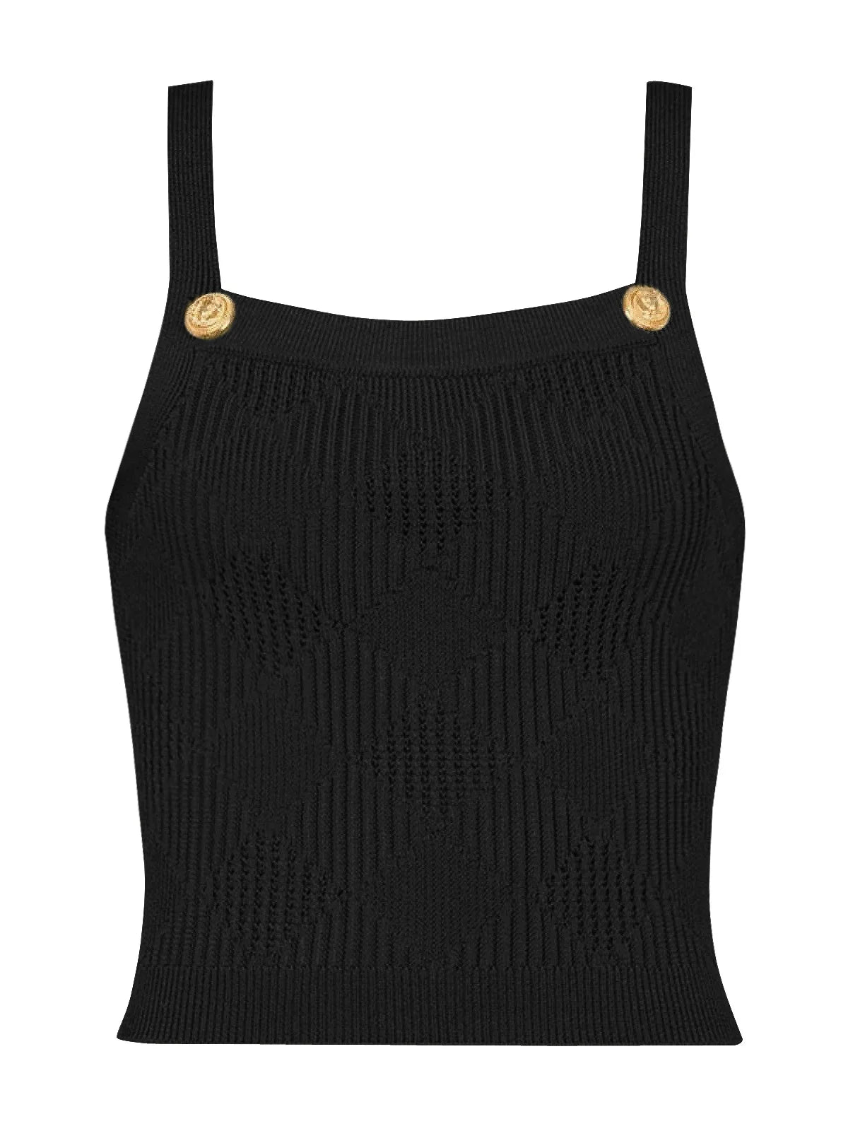 three-piece knit set with gold button detailing – ATHENAZI