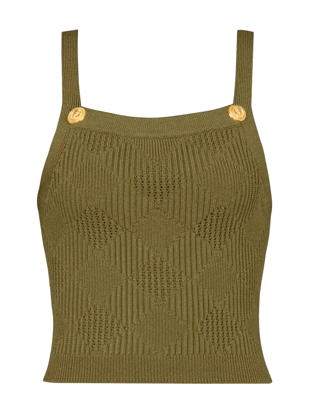 three-piece knit set with gold button detailing – ATHENAZI