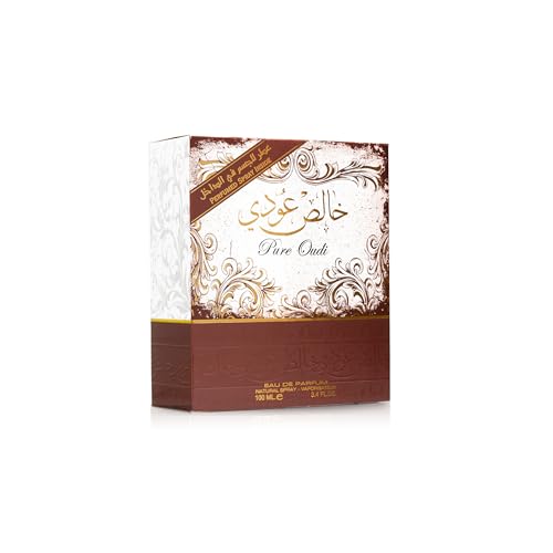 Lattafa Perfumes Pure Oudi (Khalis Oudi) 2 Piece Set for Unisex (3.4 Ounce Eau de Parfum Spray + 1.7 Ounce Perfumed Body Spray)
